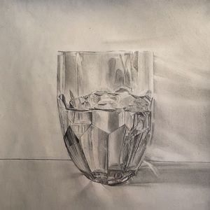 Still Life Art Crystal Waterford Glass Original Drawing Signed 7x11”